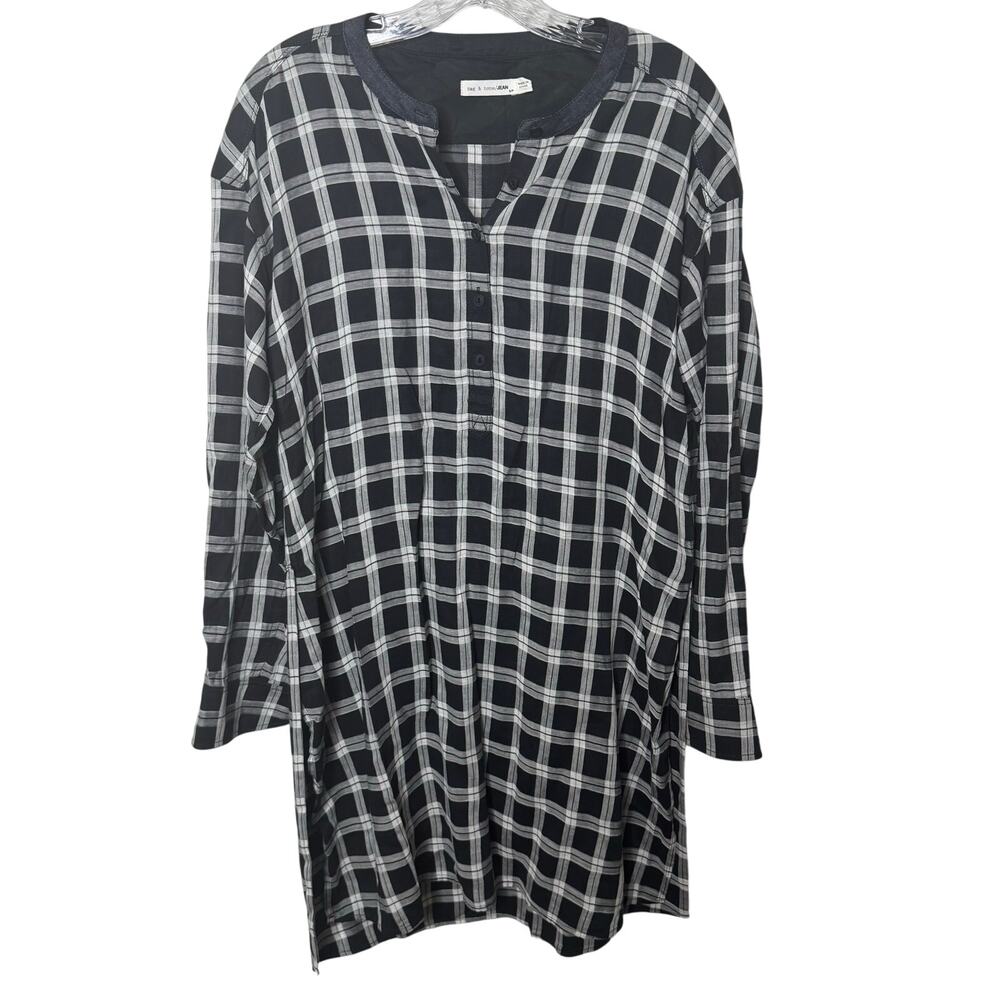 Rag &Bone Tunic Top Women’s S‎ Black Gingham Long Sleeve Lightweight Casual